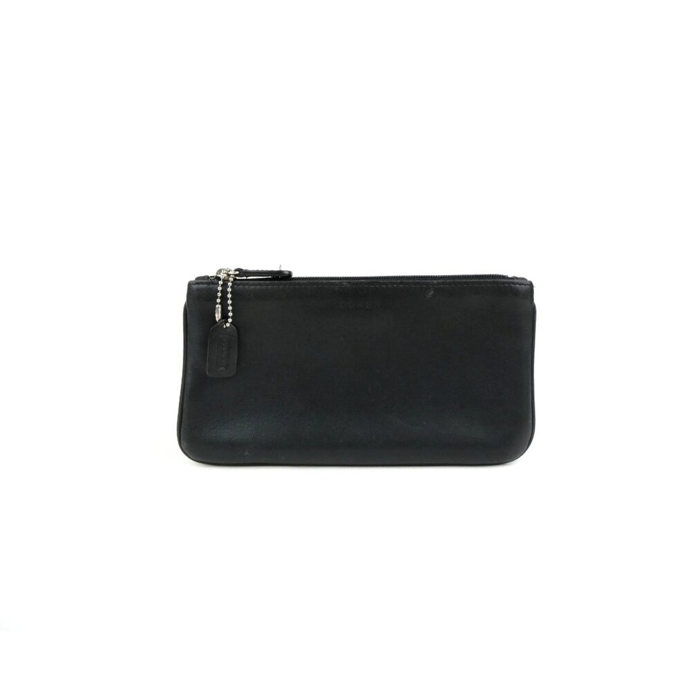 Coach Black Leather Zip Pouch